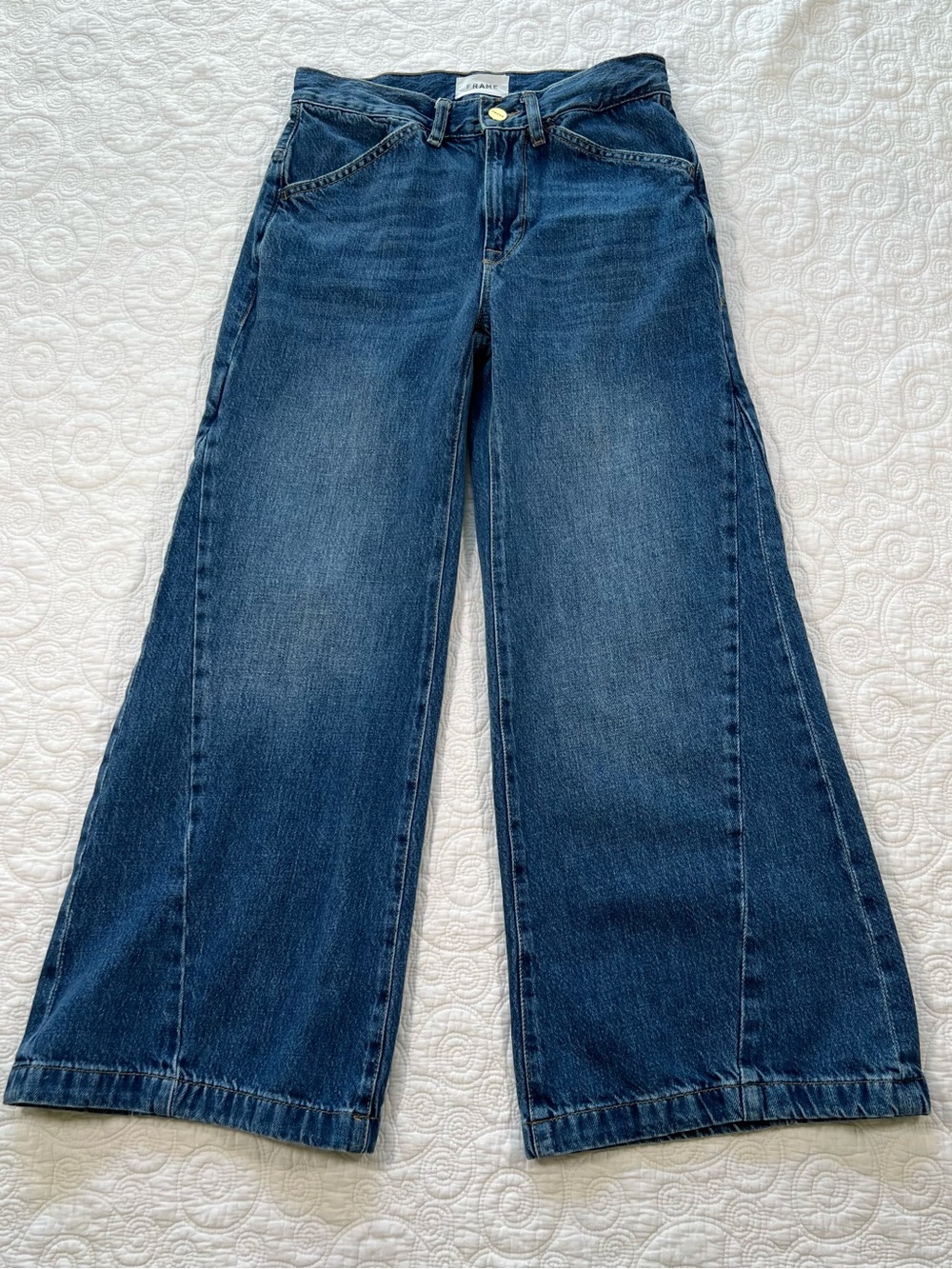 FRAME Le Slim Palazzo Modernist Wide Leg Jeans Blue Denim Size 23 back school